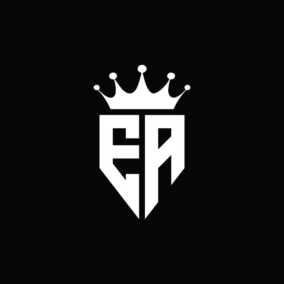 EA logo monograma emblema estilo con plantilla de diseño de forma de corona vector