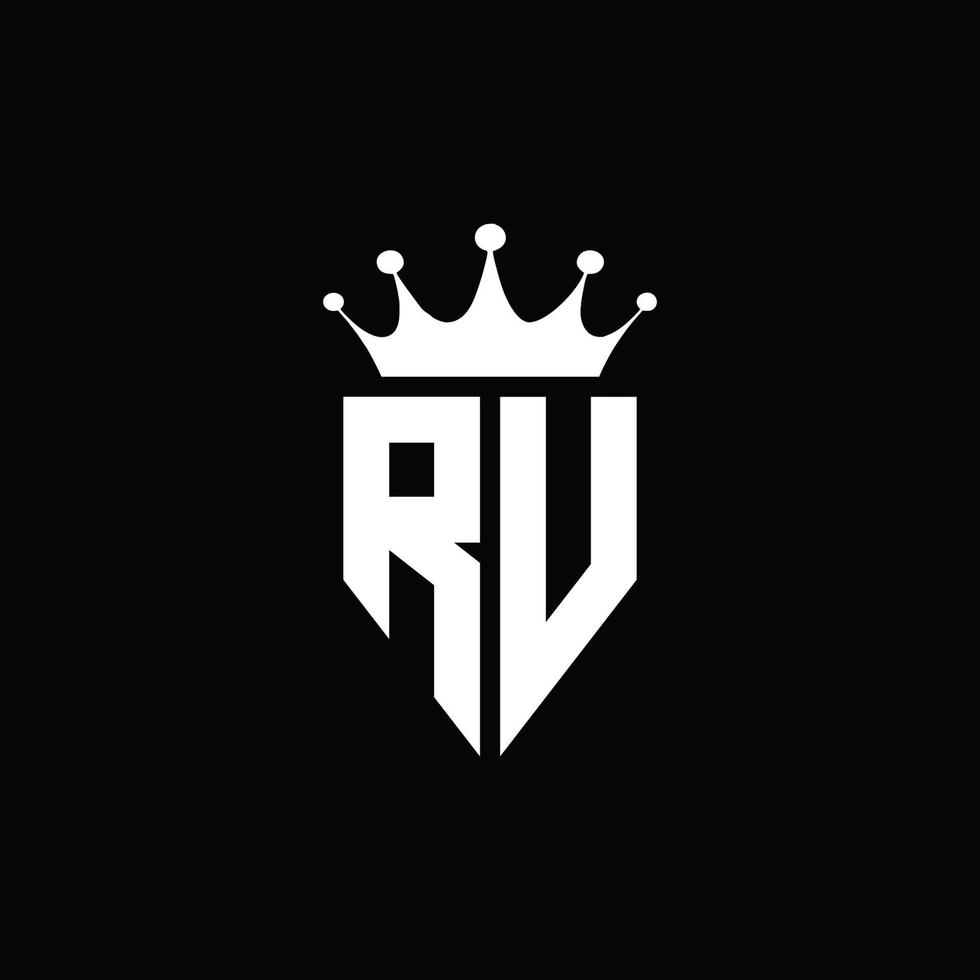 rv logo monograma emblema estilo con plantilla de diseño de forma de corona vector