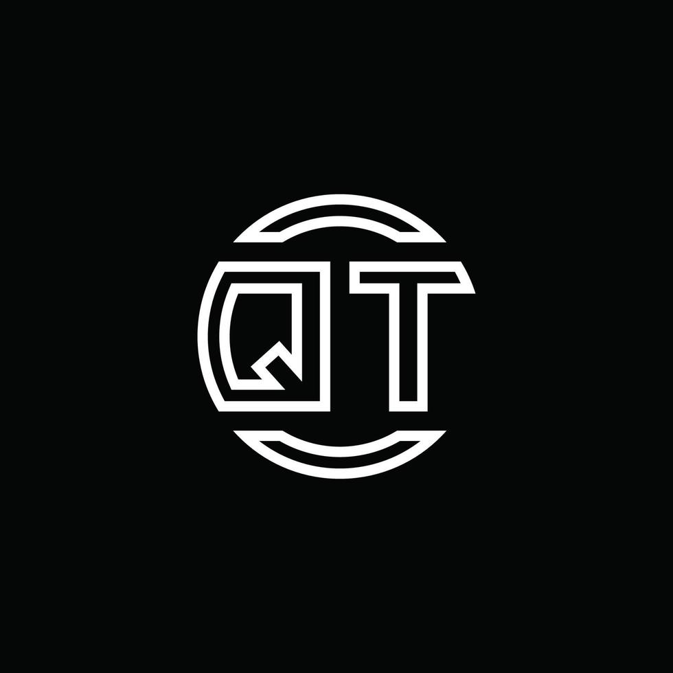 Qt logo monogram con plantilla de diseño redondeado de círculo de espacio negativo vector