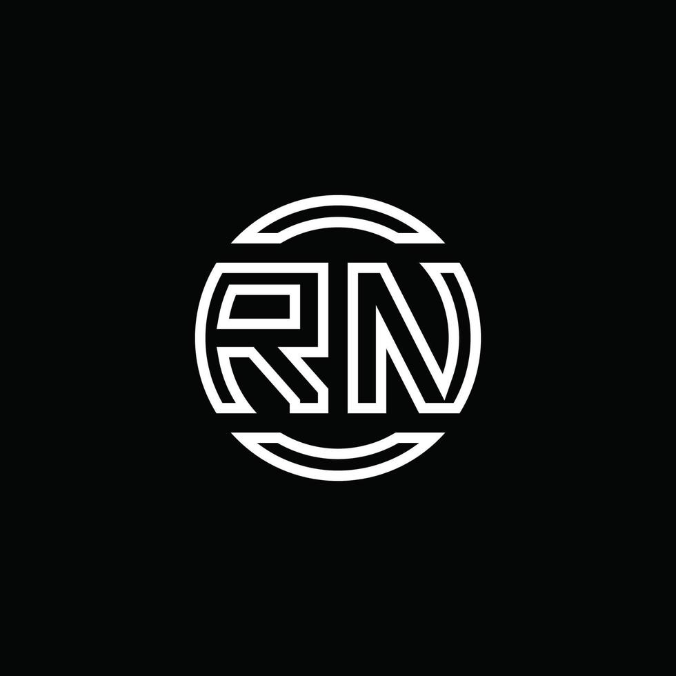 Monograma del logotipo de rn con plantilla de diseño redondeado de círculo de espacio negativo vector
