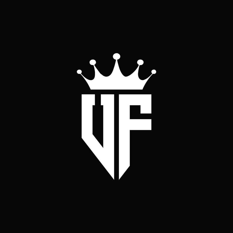 Uf logo monograma emblema estilo con plantilla de diseño de forma de corona vector