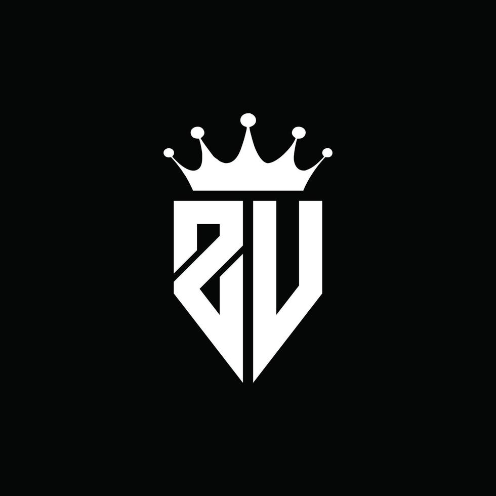 ZV logo monogram emblem style with crown shape design template vector