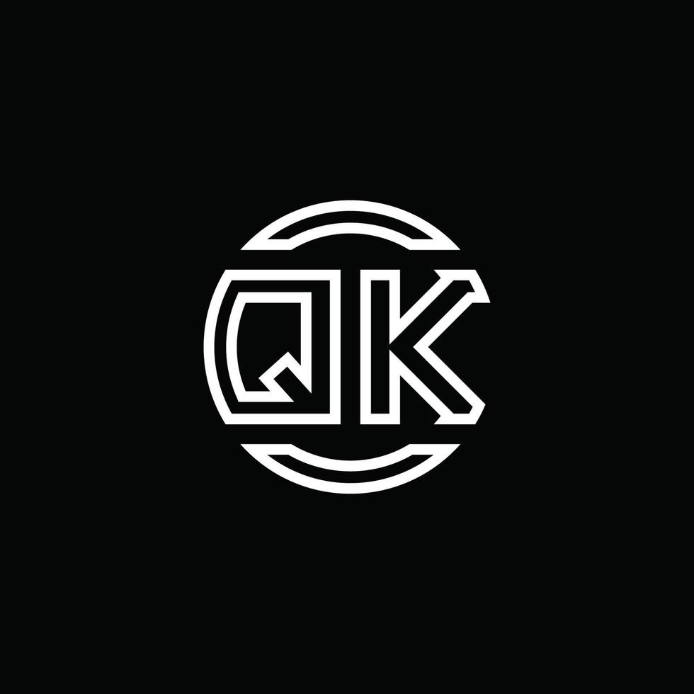 QK logo monogram with negative space circle rounded design template vector