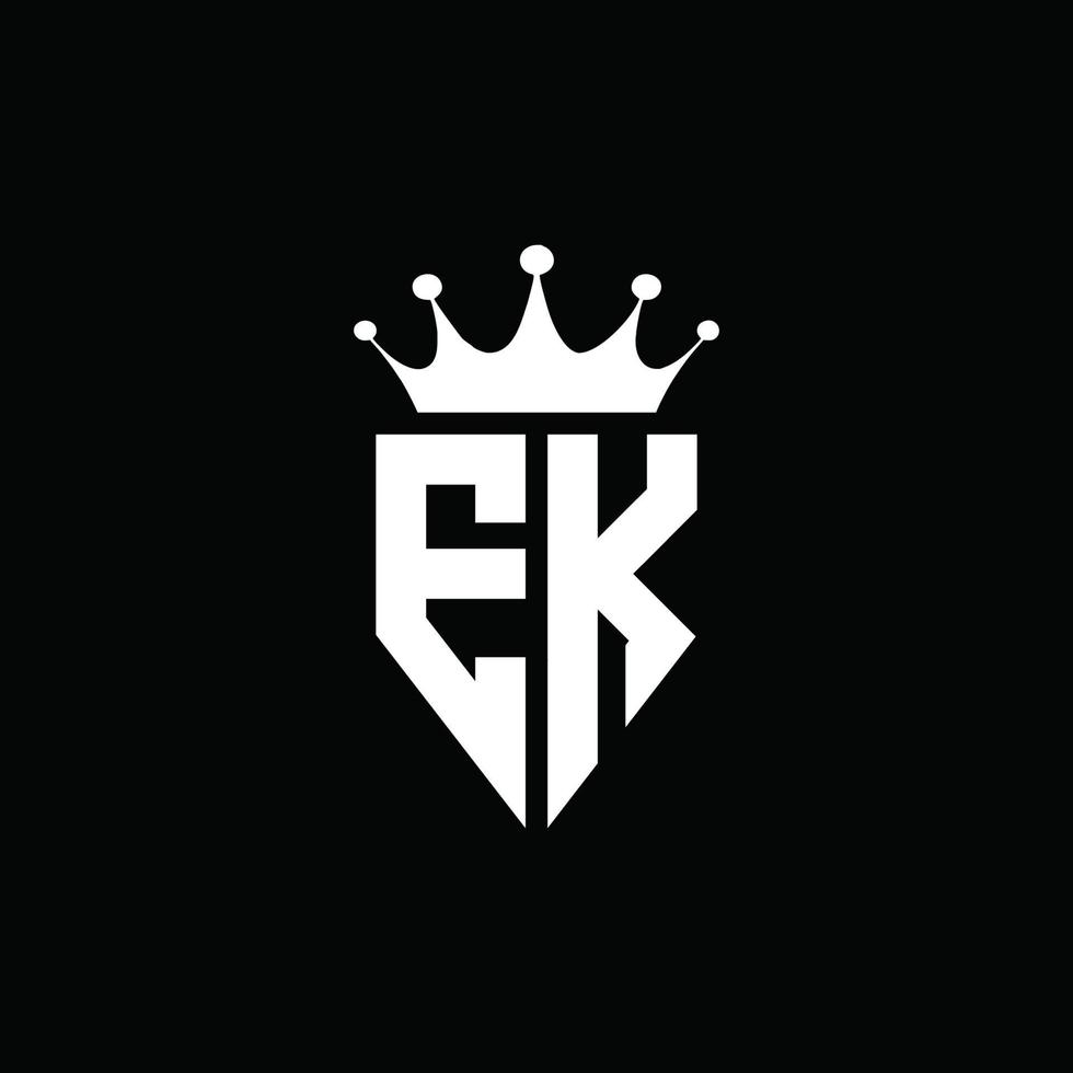 ek logo monograma emblema estilo con plantilla de diseño de forma de corona vector