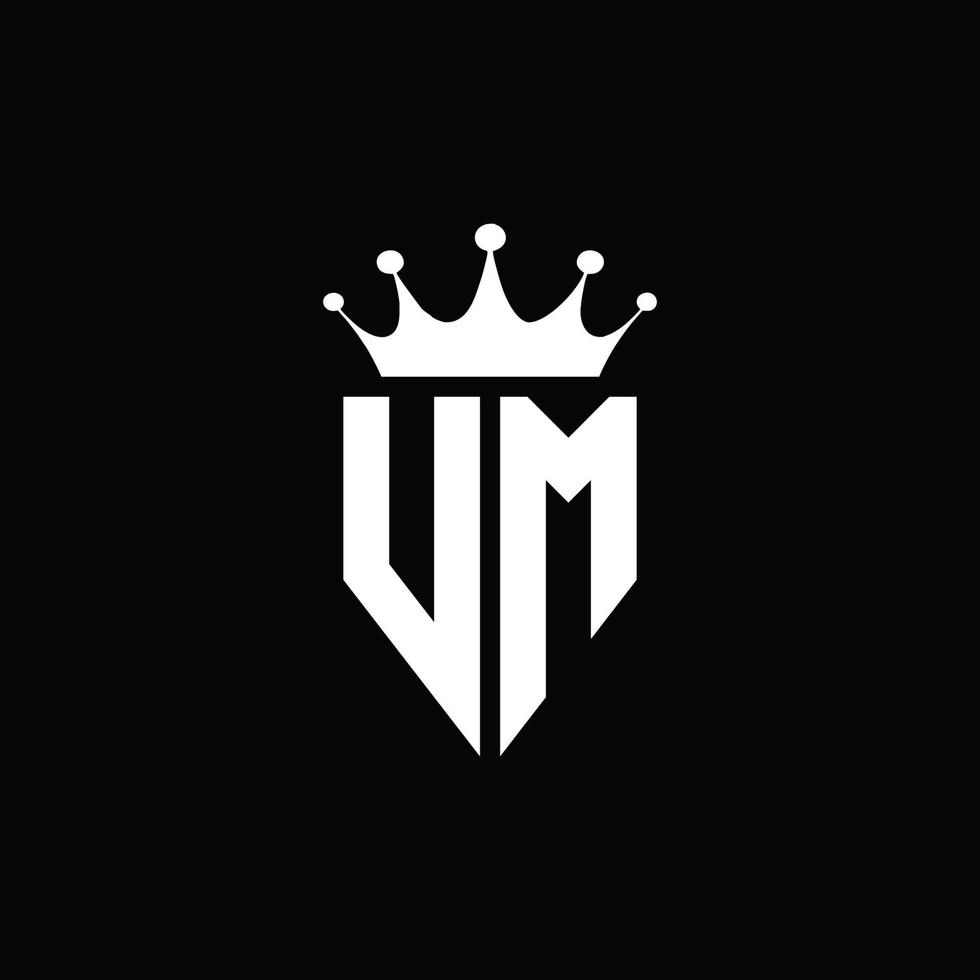 VM logo monogram emblem style with crown shape design template vector