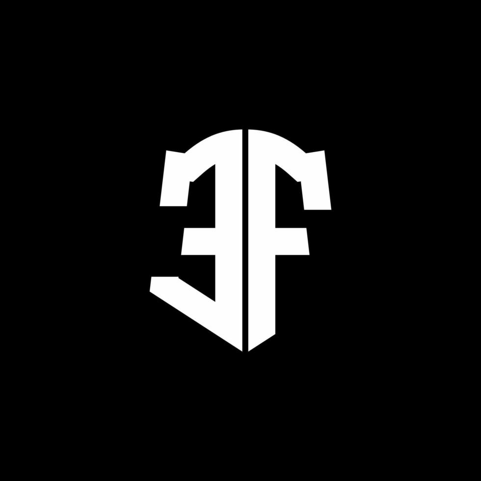 Cinta del logotipo de la letra del monograma ef con estilo de escudo aislado sobre fondo negro vector