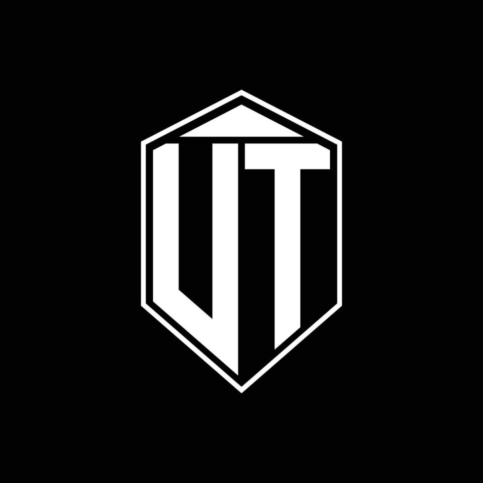 UT logo monogram with emblem shape combination tringle on top design template vector