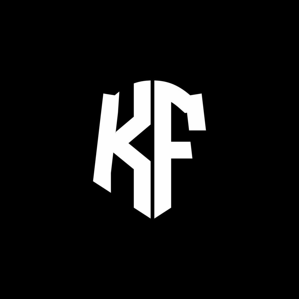 Cinta del logotipo de la letra del monograma de KF con estilo de escudo aislado sobre fondo negro vector