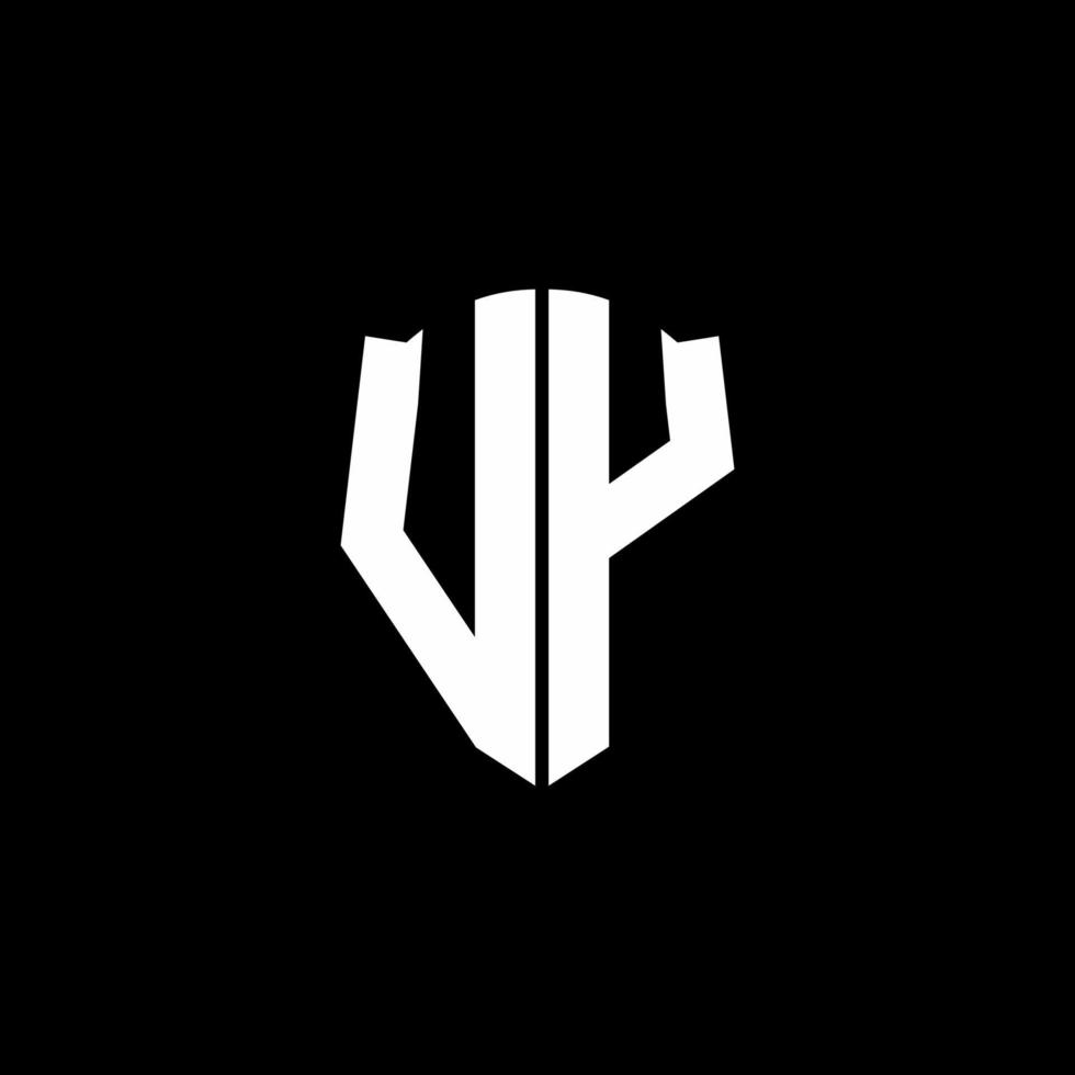 Cinta del logotipo de la letra del monograma de vy con el estilo del escudo aislado en fondo negro vector
