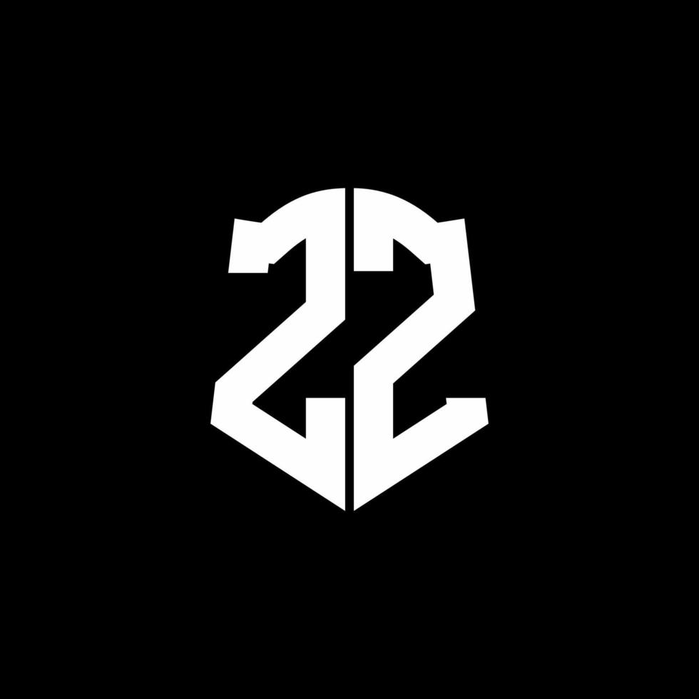 Cinta del logotipo de la letra del monograma de zz con el estilo del escudo aislado en fondo negro vector