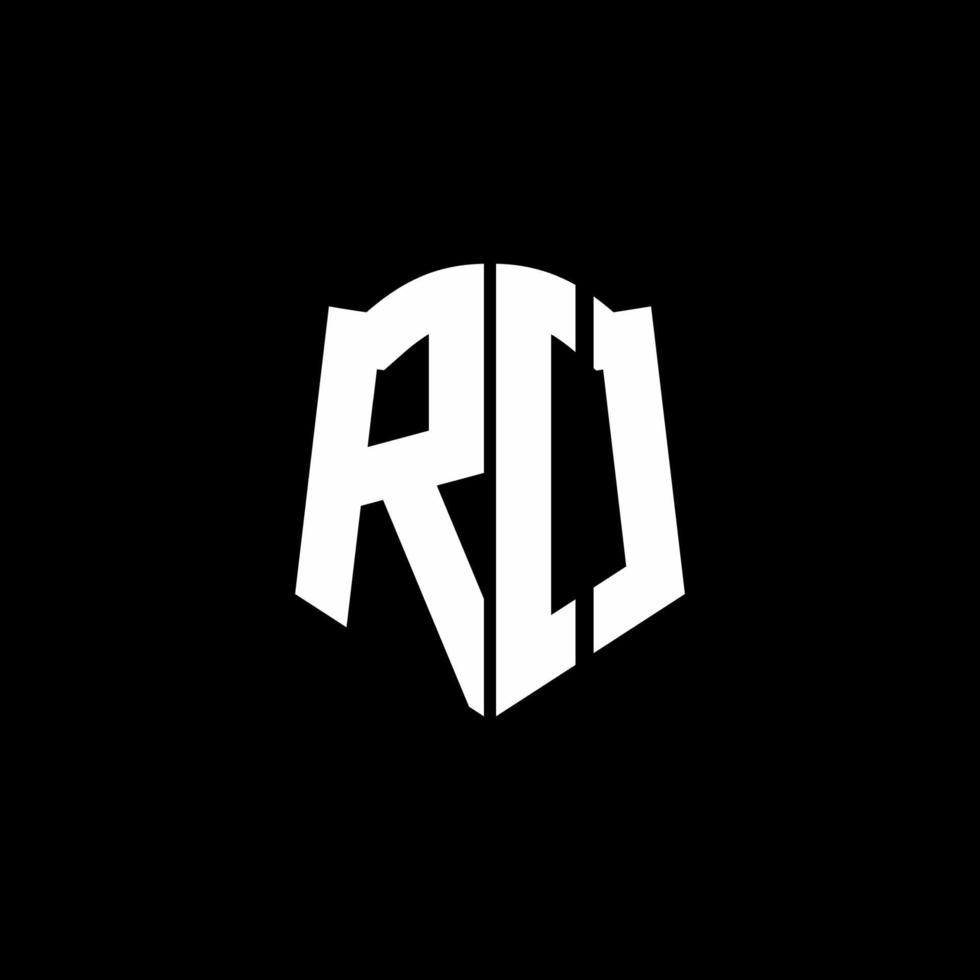 Cinta del logotipo de la letra del monograma de RO con el estilo del escudo aislado en fondo negro vector