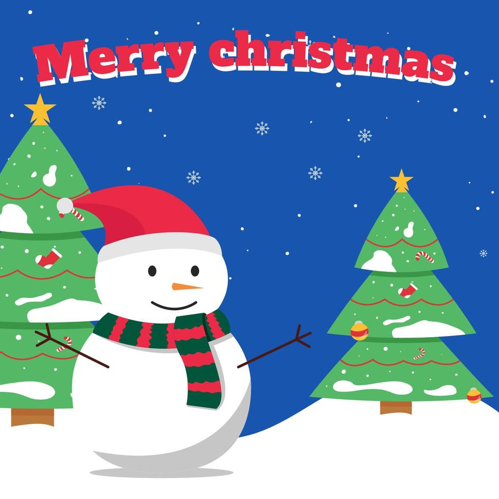 Christmas snowman illustraion free vector