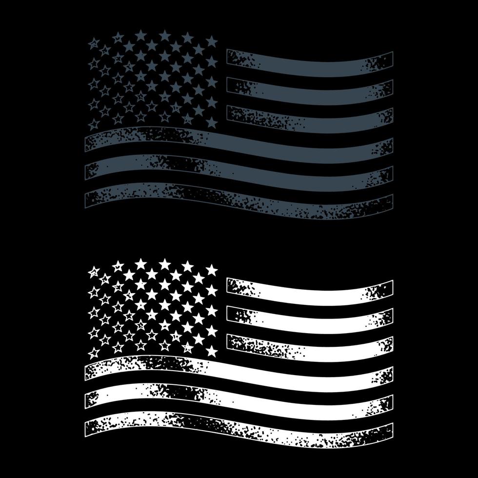 American flag disstressed vector in black background