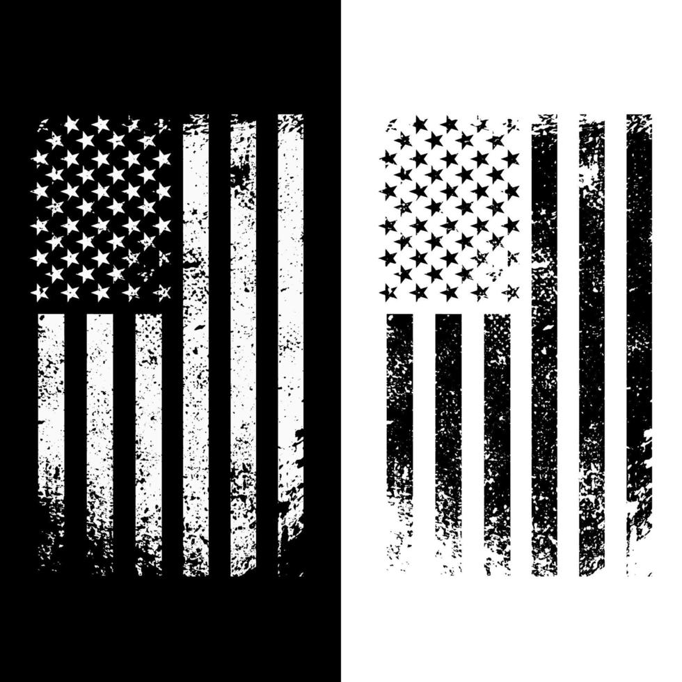 bandera americana angustiado vector blanco y negro