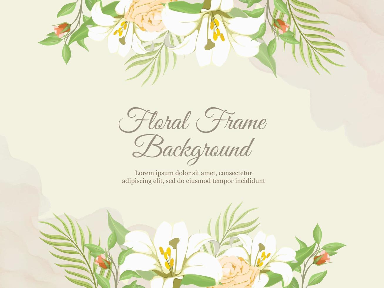 Beautifull Wedding Banner Background with Lily Flower and Leaves vector