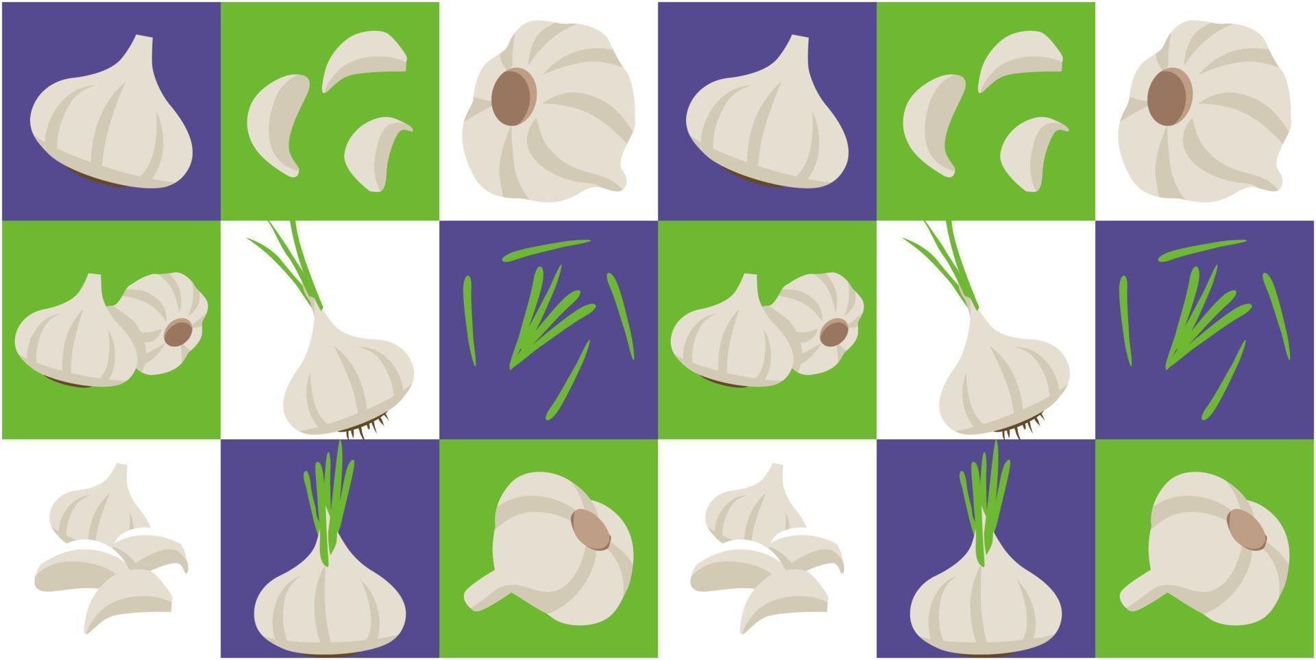 White Garlic abstract seamless geometric vector pattern for packaging design