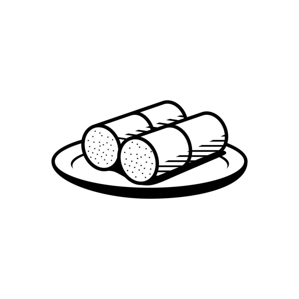 South indian breakfast dish Steam Rice cake also known Kerala Puttu outine sketch vector