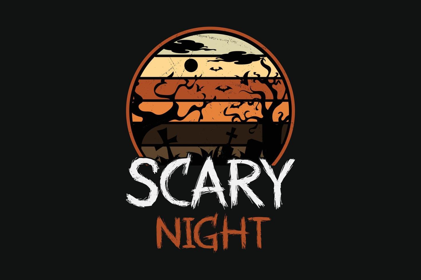 diseño de camiseta de halloween noche de miedo vector