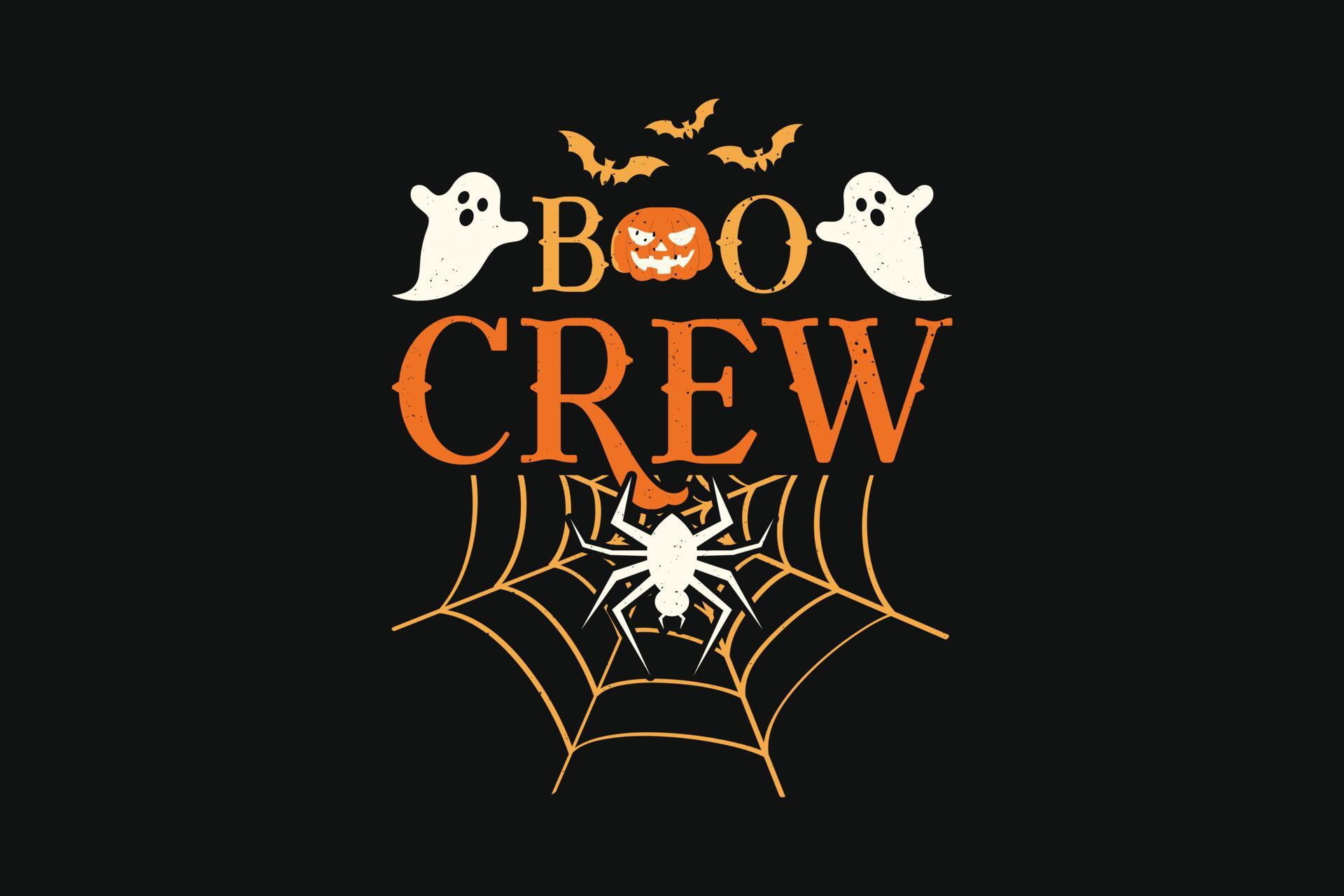 Halloween T-shirt Design Boo Crew 4236365 Vector Art at Vecteezy