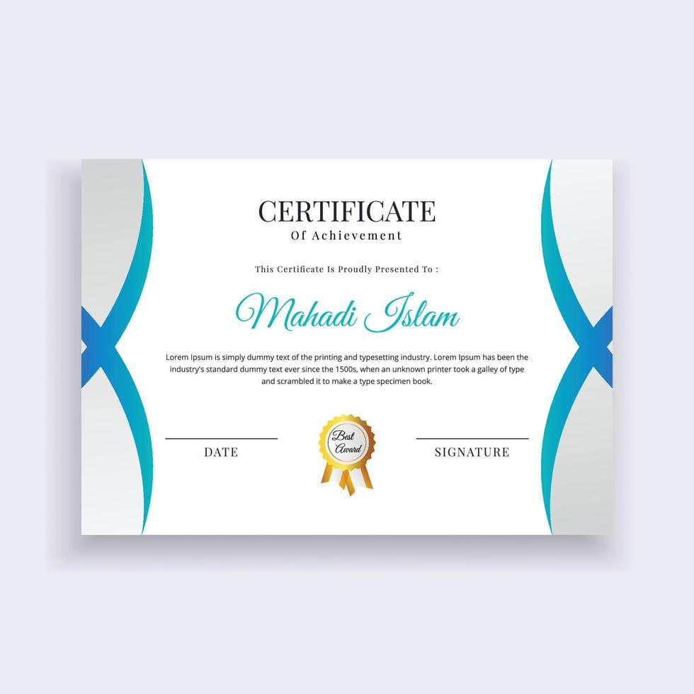 Certificate Template Design. Diploma certificate border template. Luxury Certificate of appreciation template vector