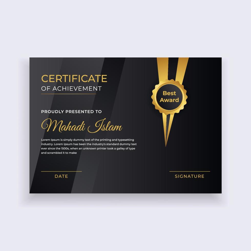 Certificate Template Design. Diploma certificate border template. Luxury Certificate of appreciation template vector