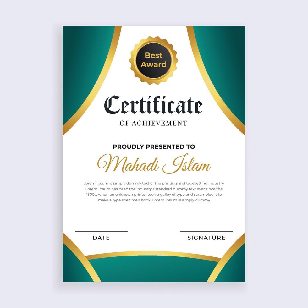 Certificate Template Design. Diploma certificate border template. Luxury Certificate of appreciation template vector