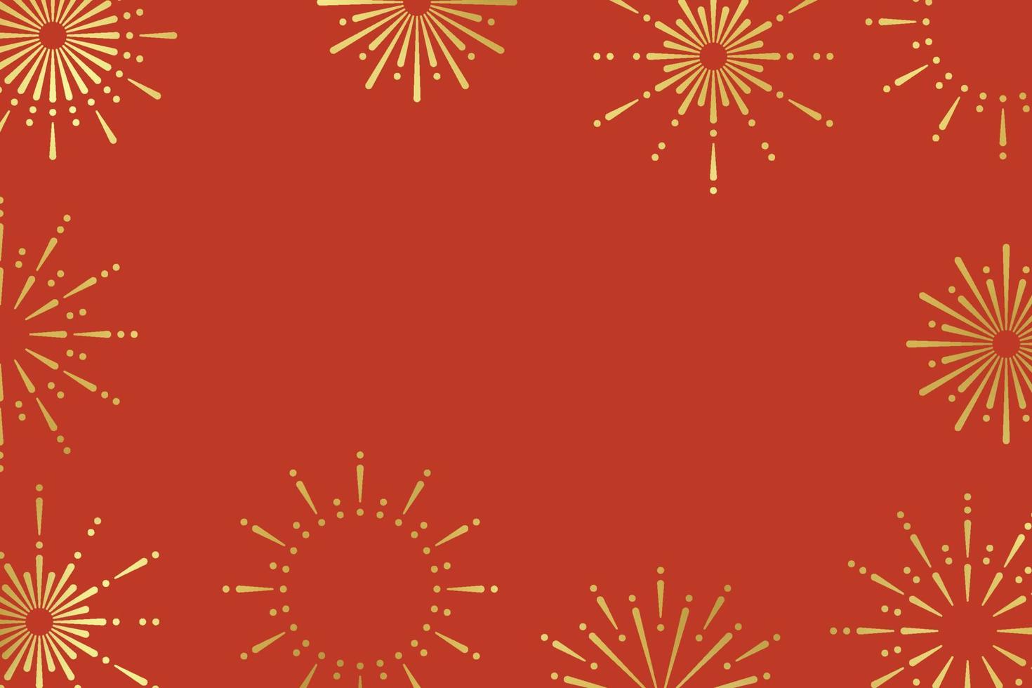 Gold fireworks with red background vector