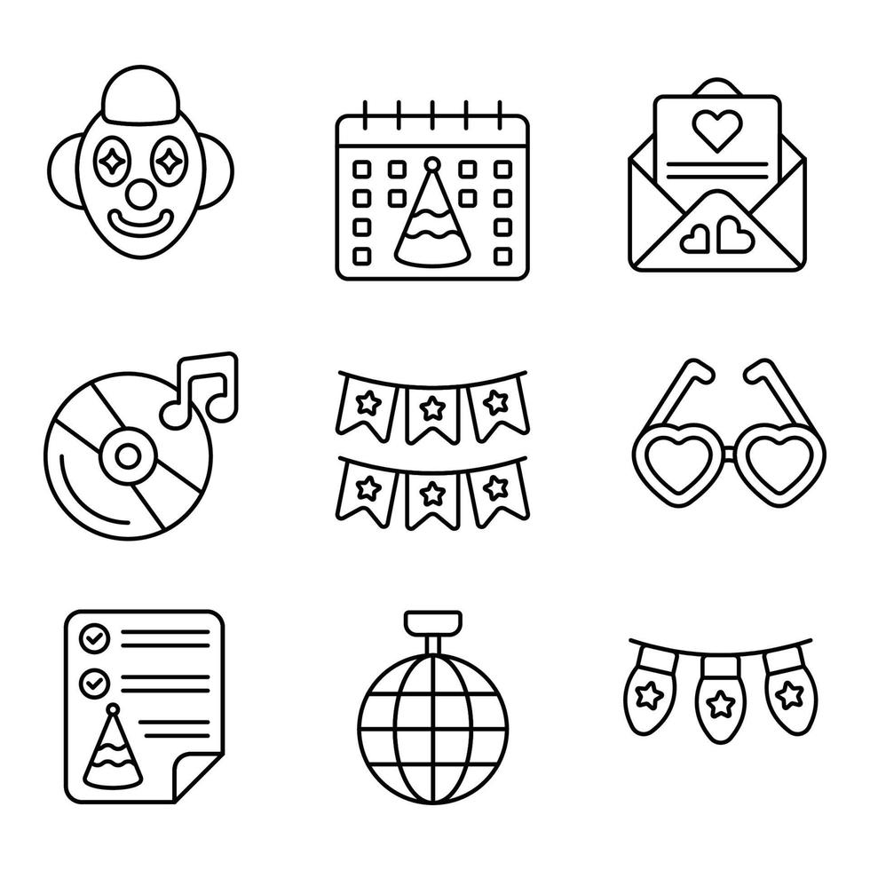 Party Line Icons Set vector