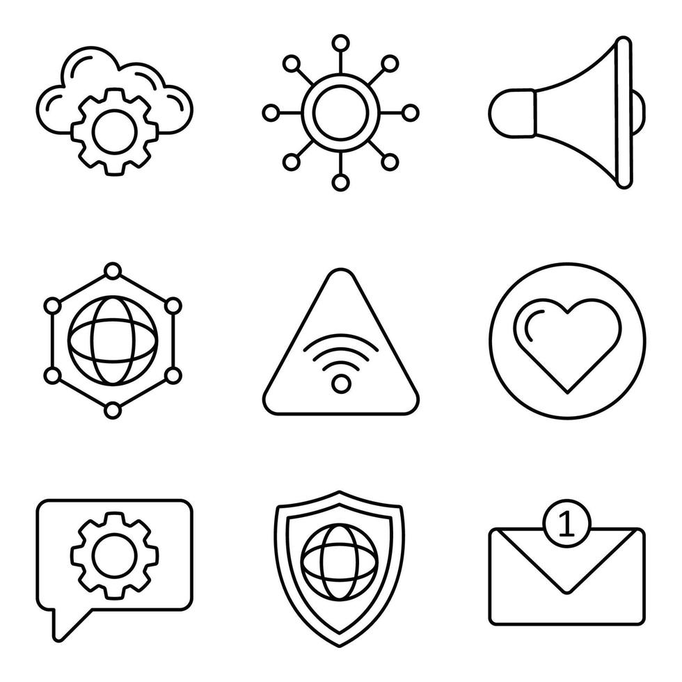 Communication Line Icons Set vector