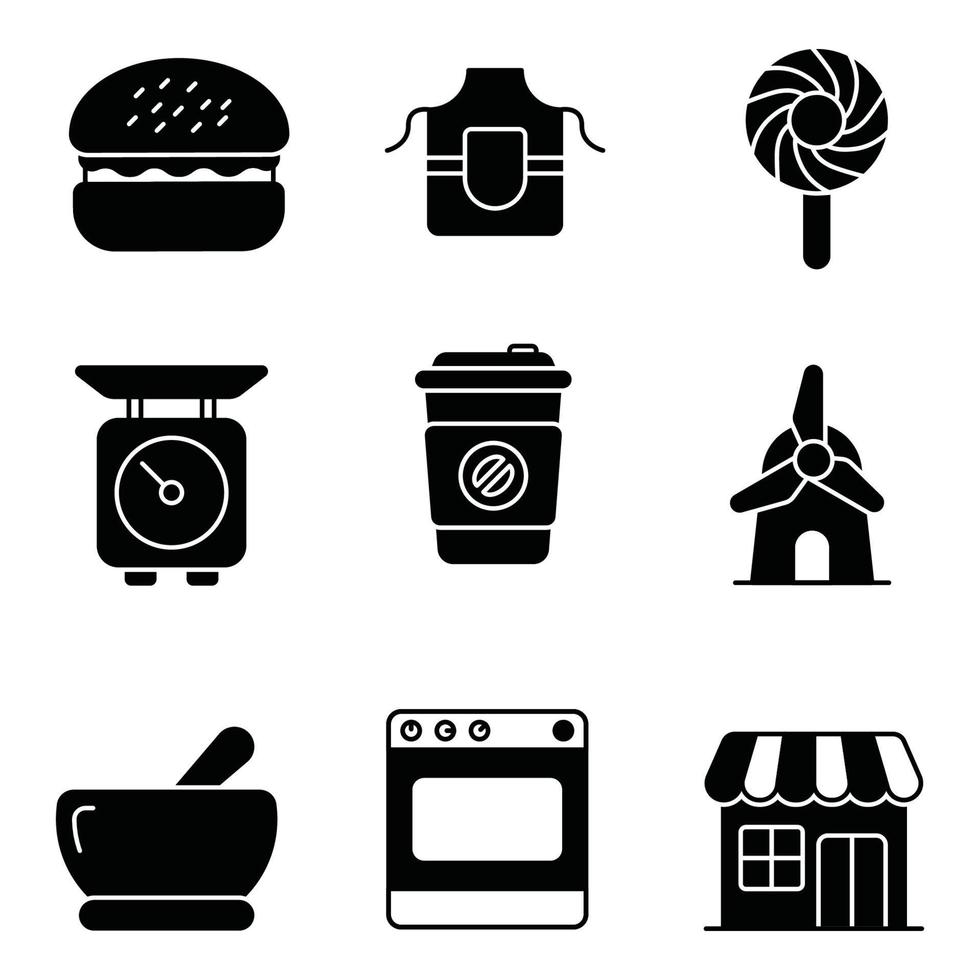 Bakery Glyph Icons Set vector