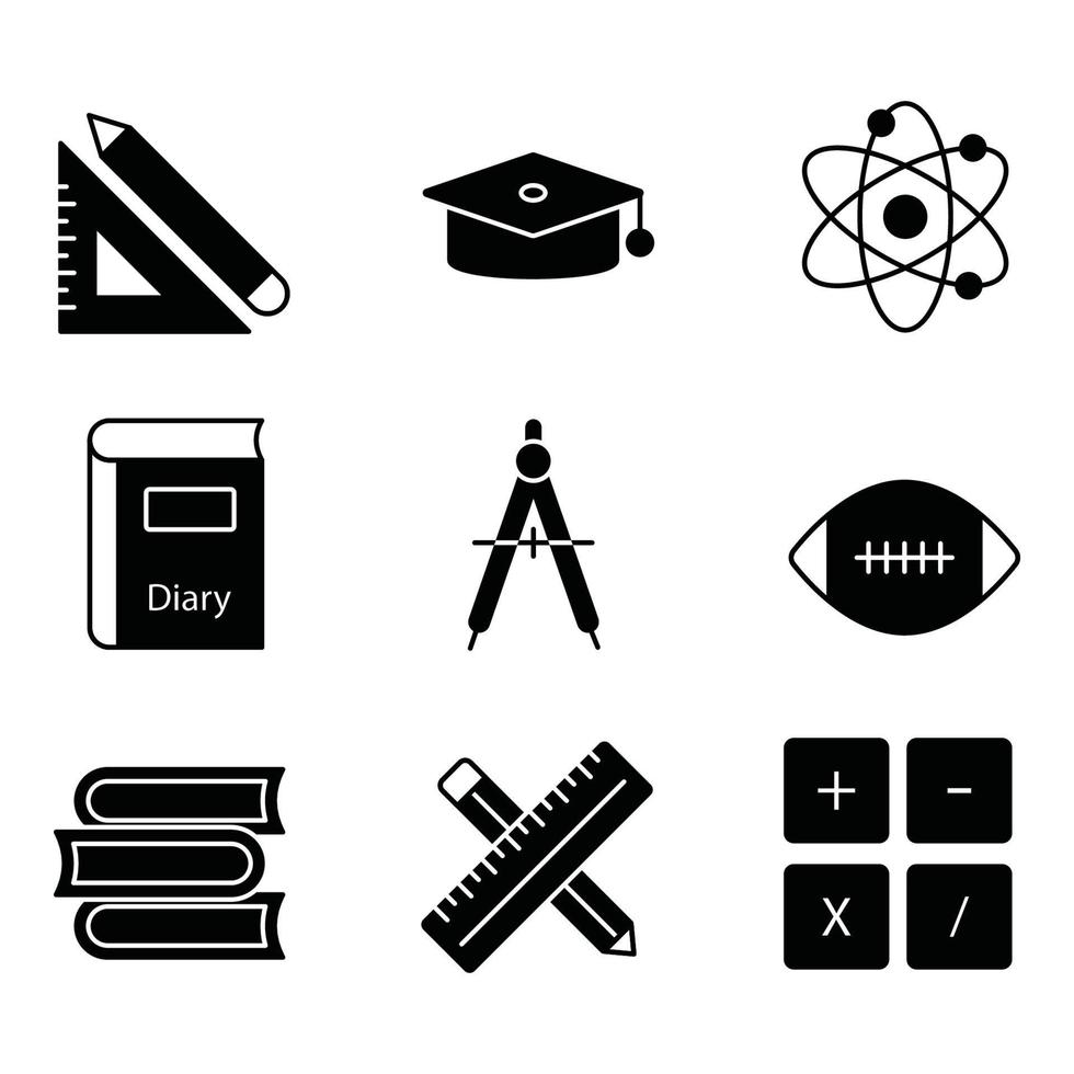 conjunto de iconos de glifo universitario vector