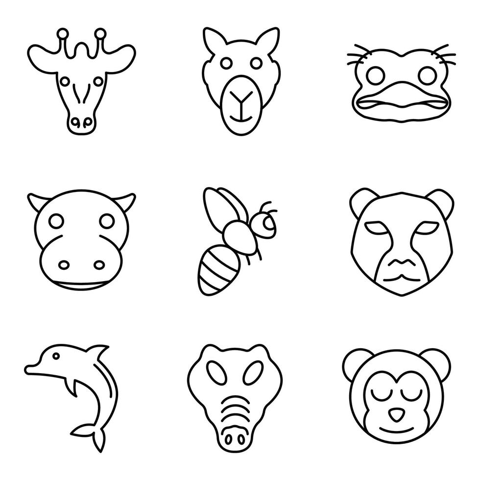 conjunto de iconos de línea de animales vector