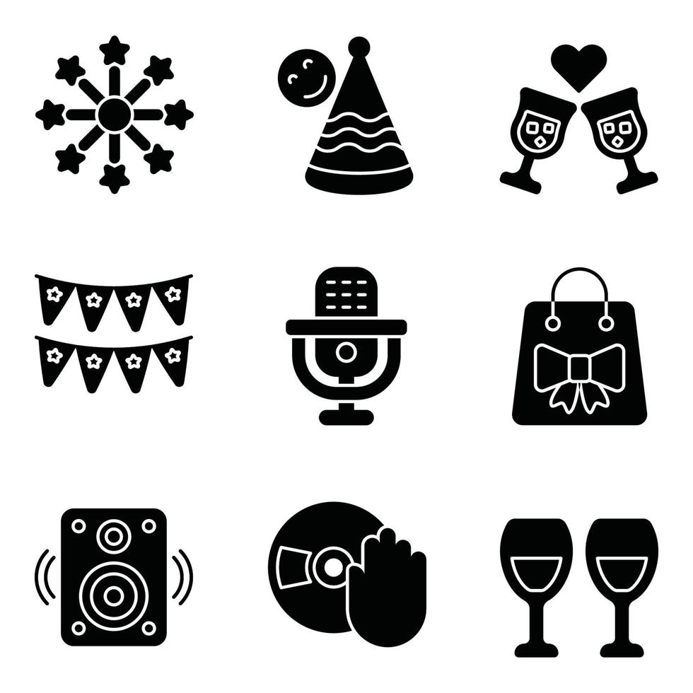 Party Glyph Icons Set vector