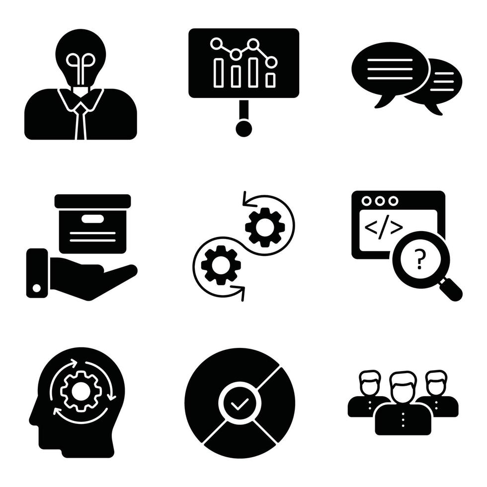 Scrum Development Glyph Icons Set vector