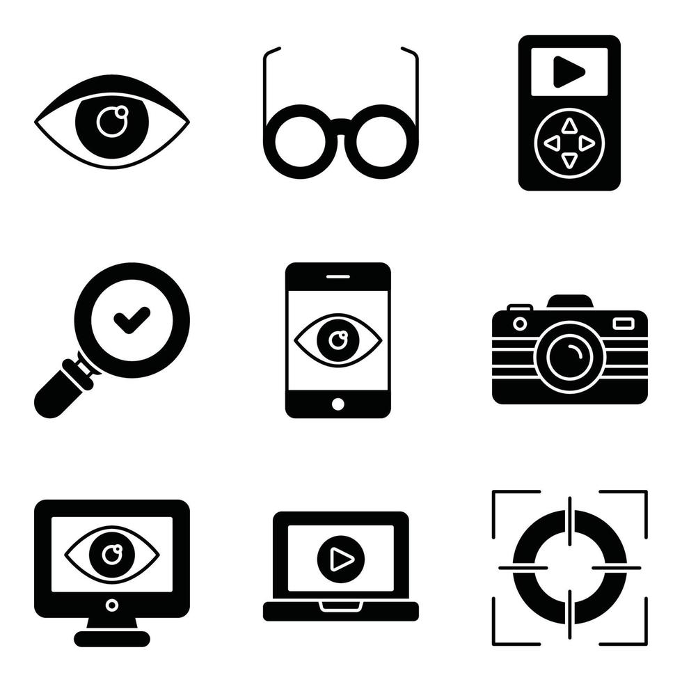 conjunto de iconos de glifo de vigilancia vector
