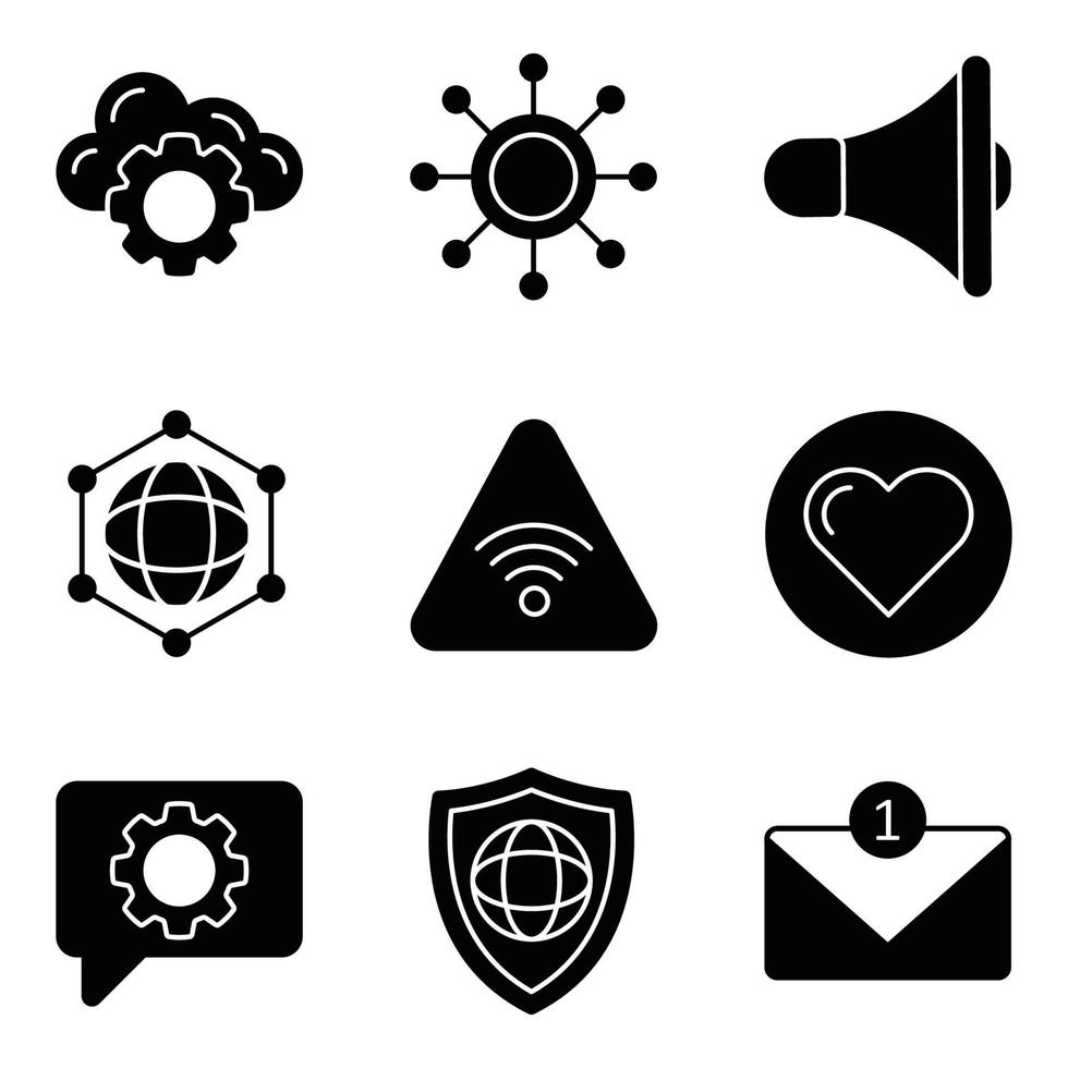 Communication Glyph Icons Set vector