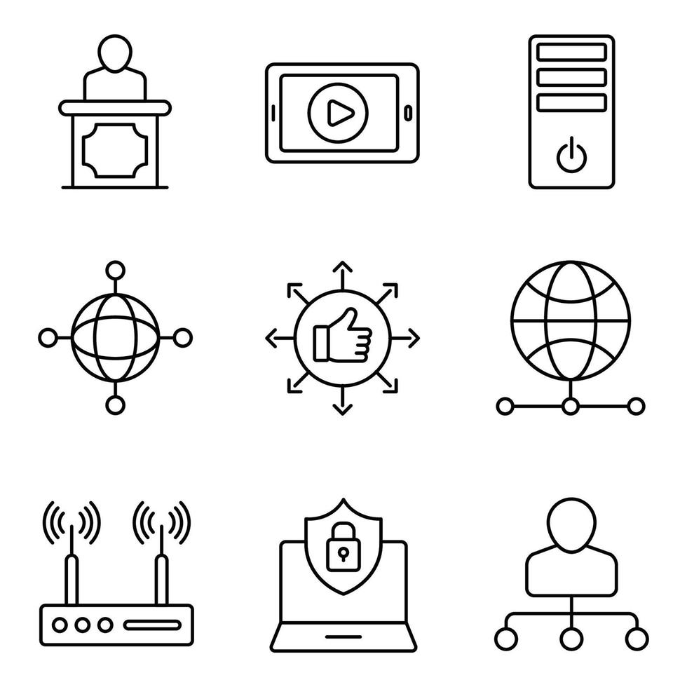 Networking Line Icons Set vector