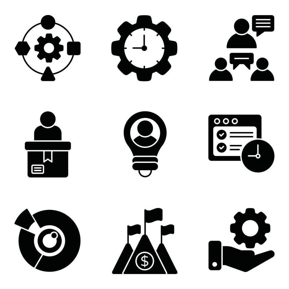 Scrum Development Glyph Icons Set vector