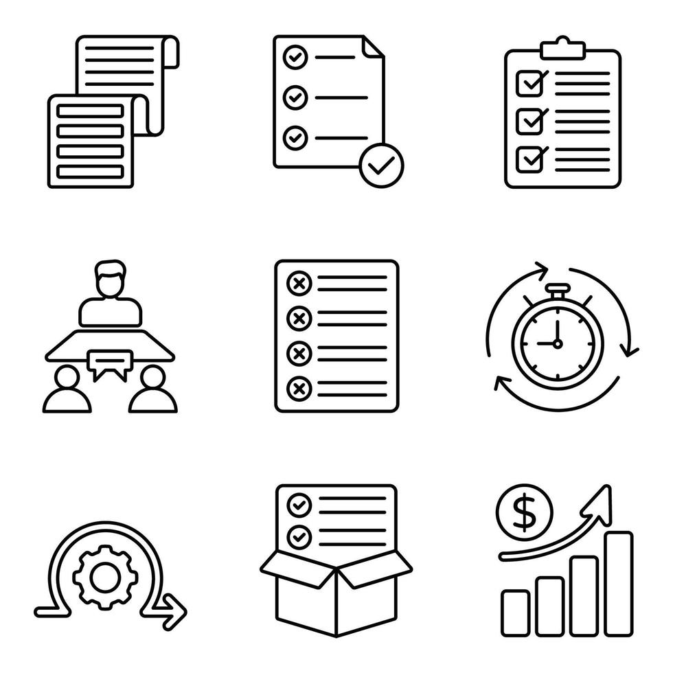 Scrum Development Line Icons Set vector