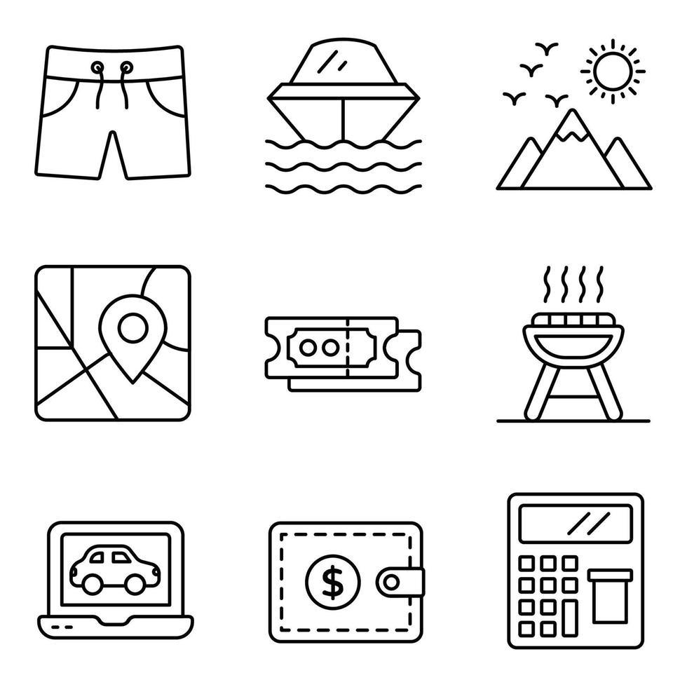 Vacation Line Icons Set vector