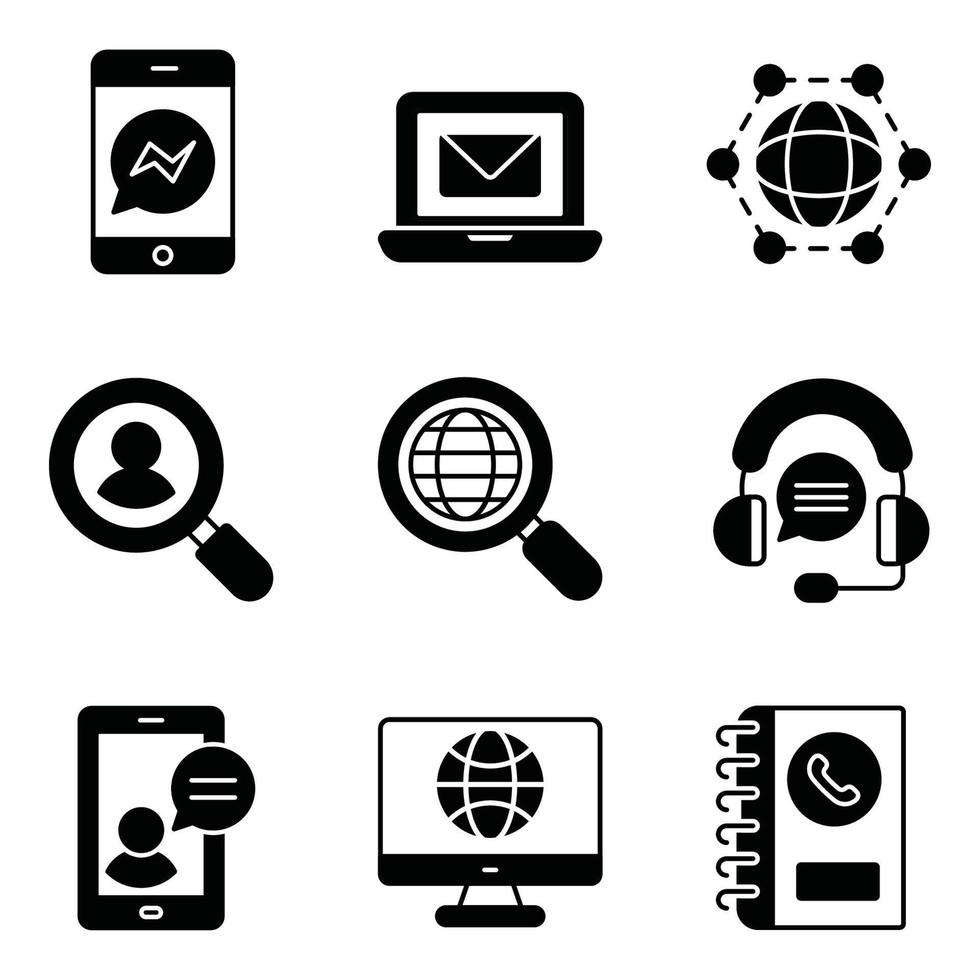 Networking Glyph Icons Set vector