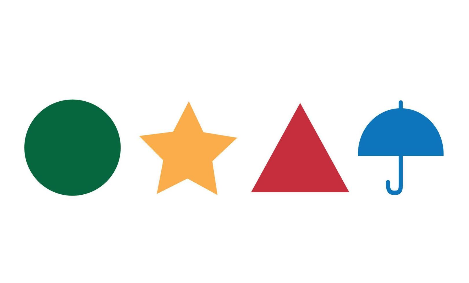 Blue umbrella Green circle Yellow Star Red triangle in White Background Squid game Symbol icon Graphic Game Design South Korea Film Vector illustration