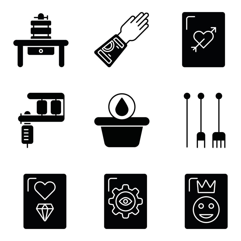 Tattoo Glyph Icons Set vector