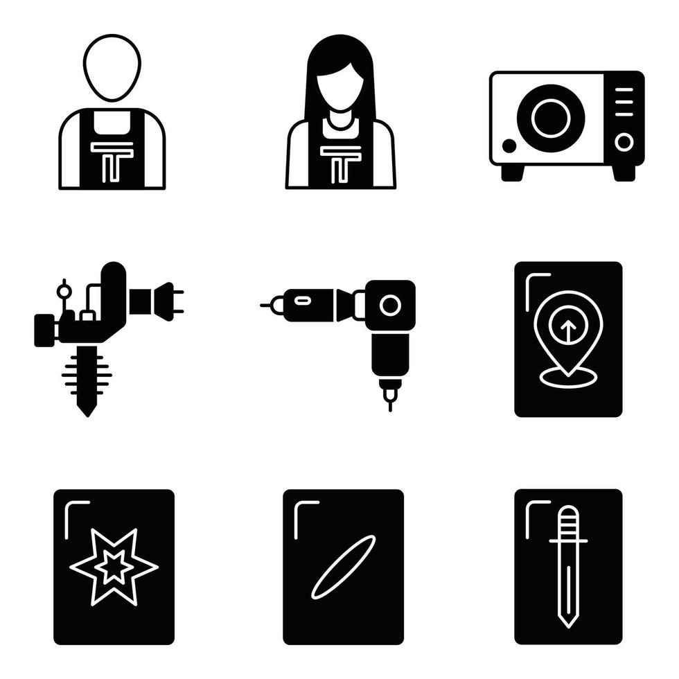 Tattoo Glyph Icons Set vector