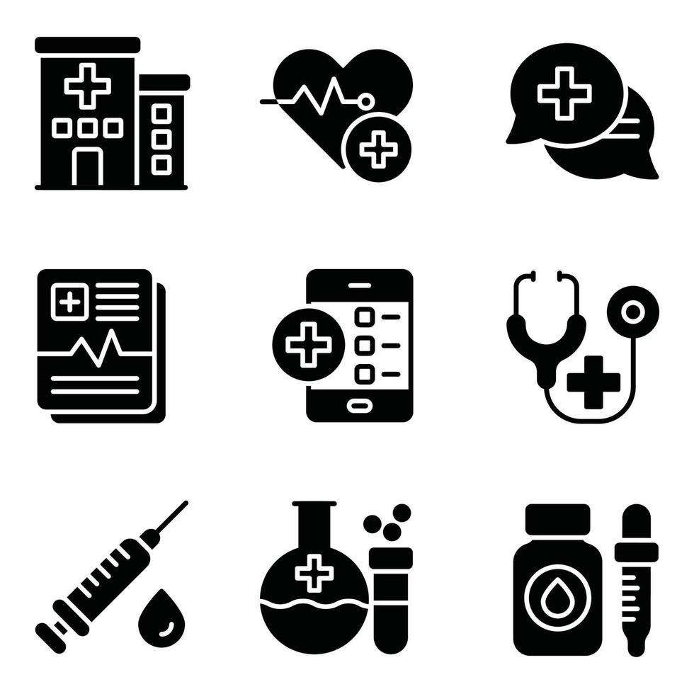 conjunto de iconos de glifo médico vector