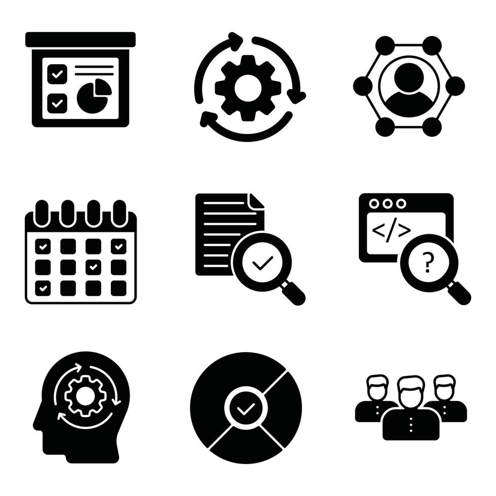 Scrum Development Glyph Icons Set vector