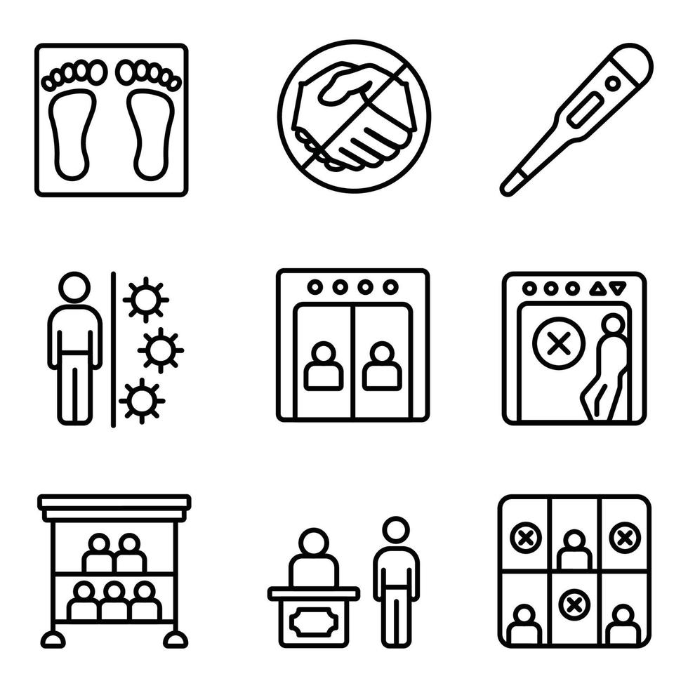 Social Distance Line Icons Set vector