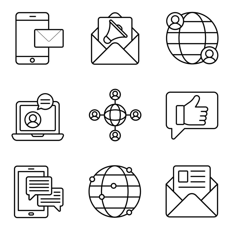 Networking Line Icons Set vector