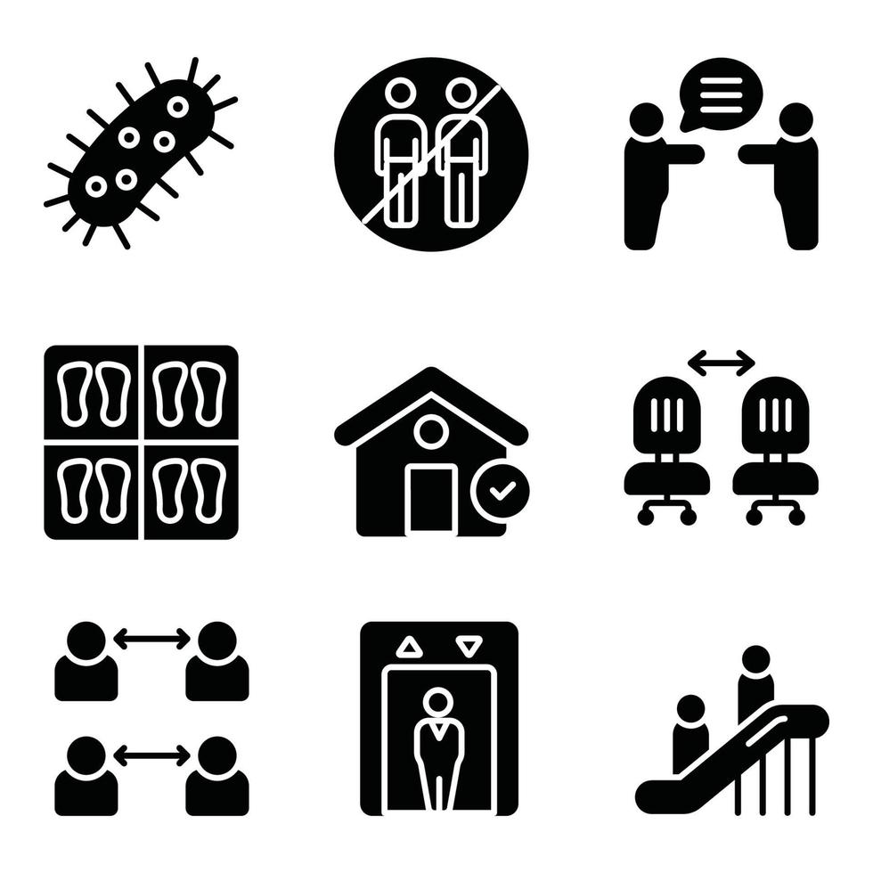 Social Distance Glyph Icons Set vector