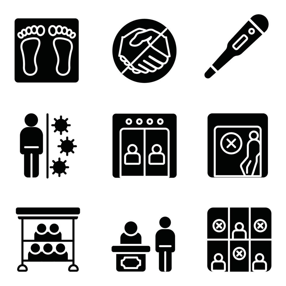 Social Distance Glyph Icons Set vector